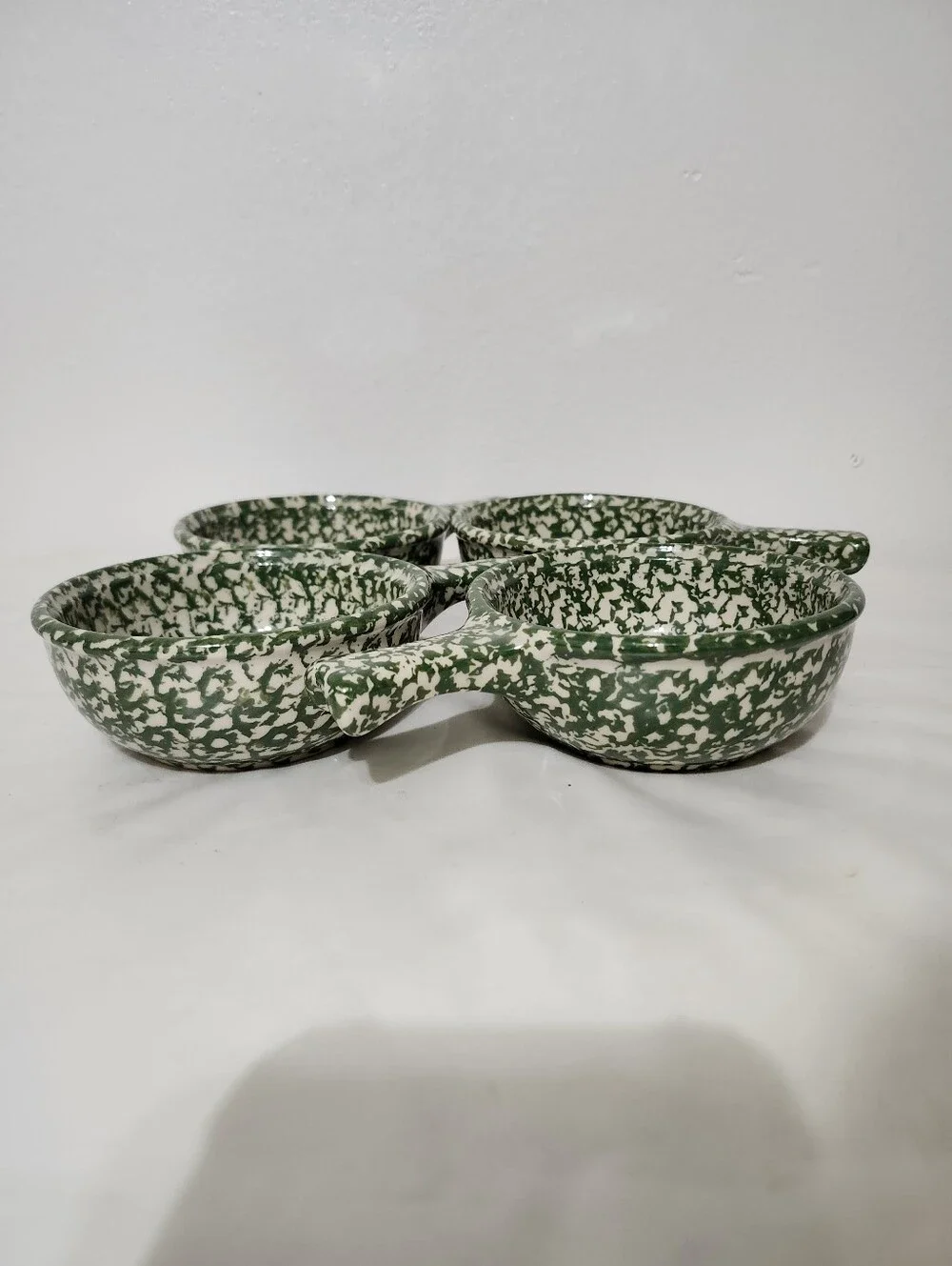 Vintange Henn Pottery Speckled Ceramic Handled Bowls - Set of 4 For Chili, soups